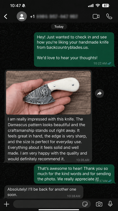 Customer WhatsApp review 7