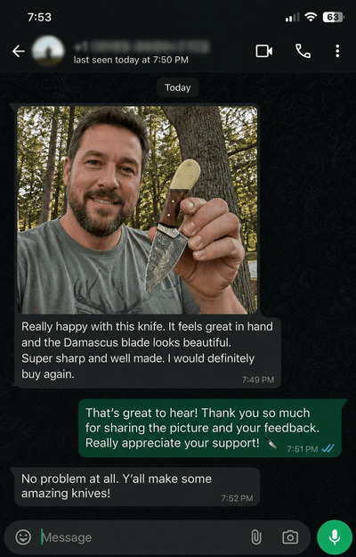 Customer WhatsApp review 8