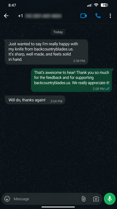 Customer WhatsApp review 12