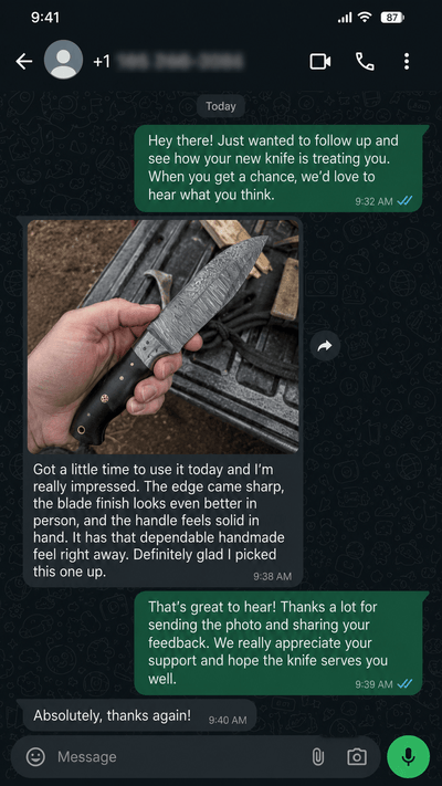 Customer WhatsApp review 4