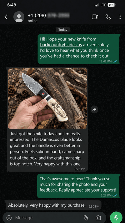 Customer WhatsApp review 3