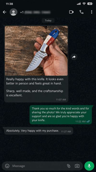 Customer WhatsApp review 16