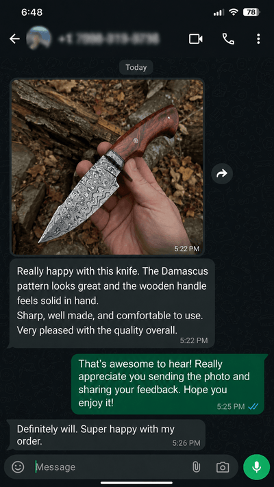 Customer WhatsApp review 13