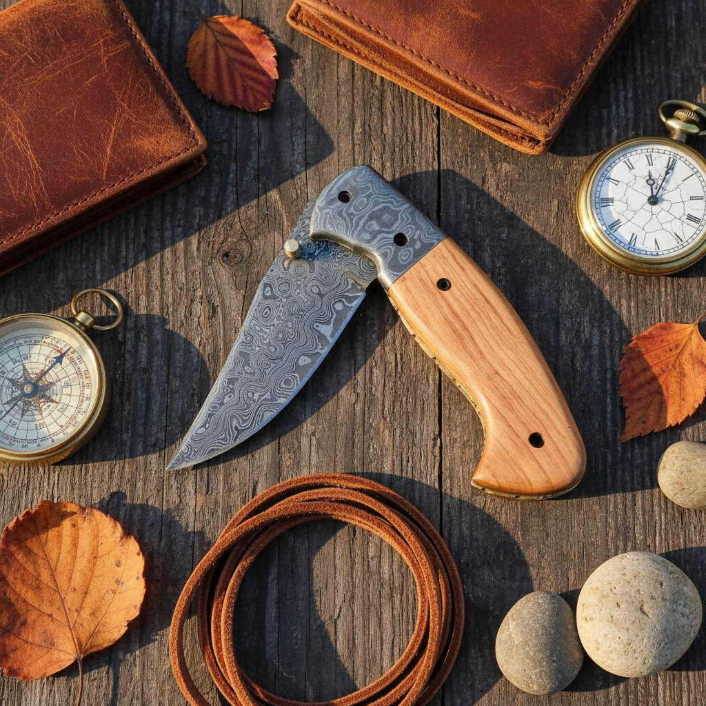 Timberlock – Custom Handmade Damascus Folding Knife