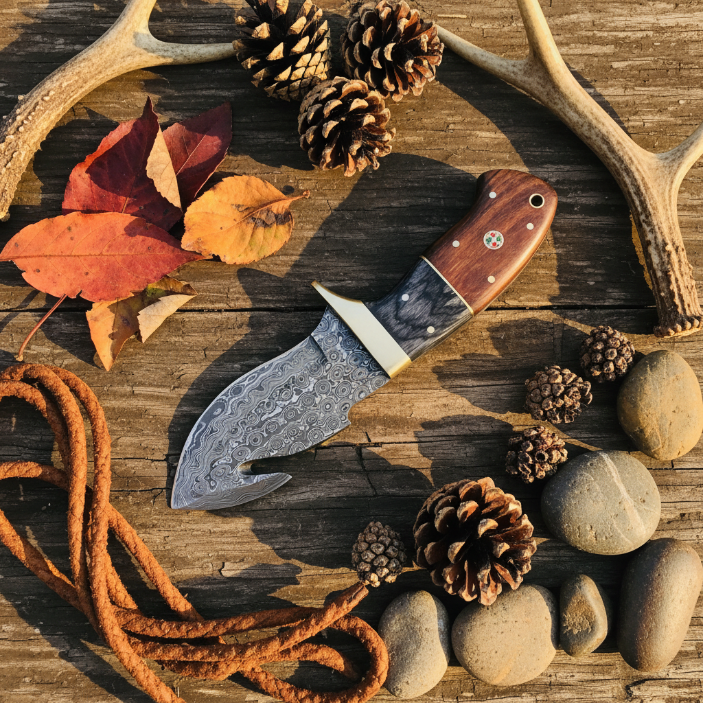 Ridgefang – Custom Handmade Damascus Guthook Knife