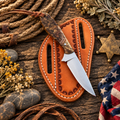 Saddle Ridge D2 Steel Cowboy Knife with Burl Wood Handle