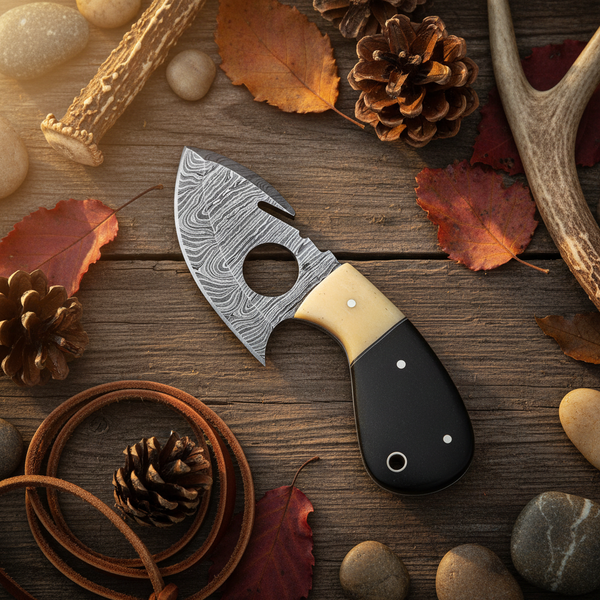 Buffalo Fang – Custom Handmade Damascus Guthook Knife