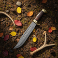 Hunter’s Crocodile King Damascus Bowie Knife
