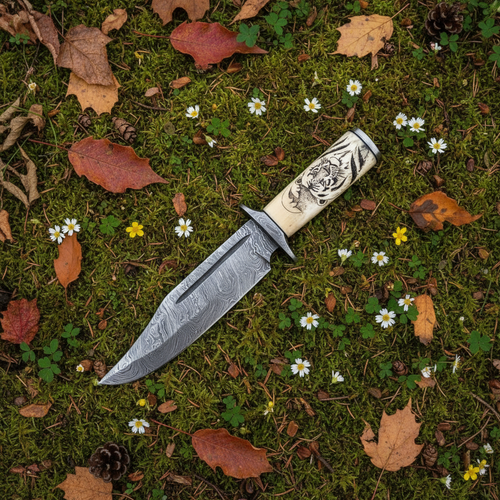 Bonecrest – Custom Handmade Damascus Bowie Knife