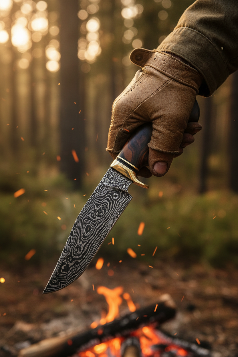 Hunter’s Trailmaster Damascus Hunting Knife