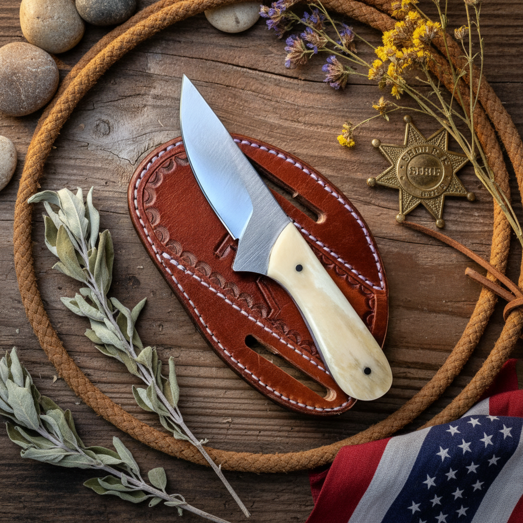 Cattleman's D2 Steel Cowboy Knife with Bone Handle