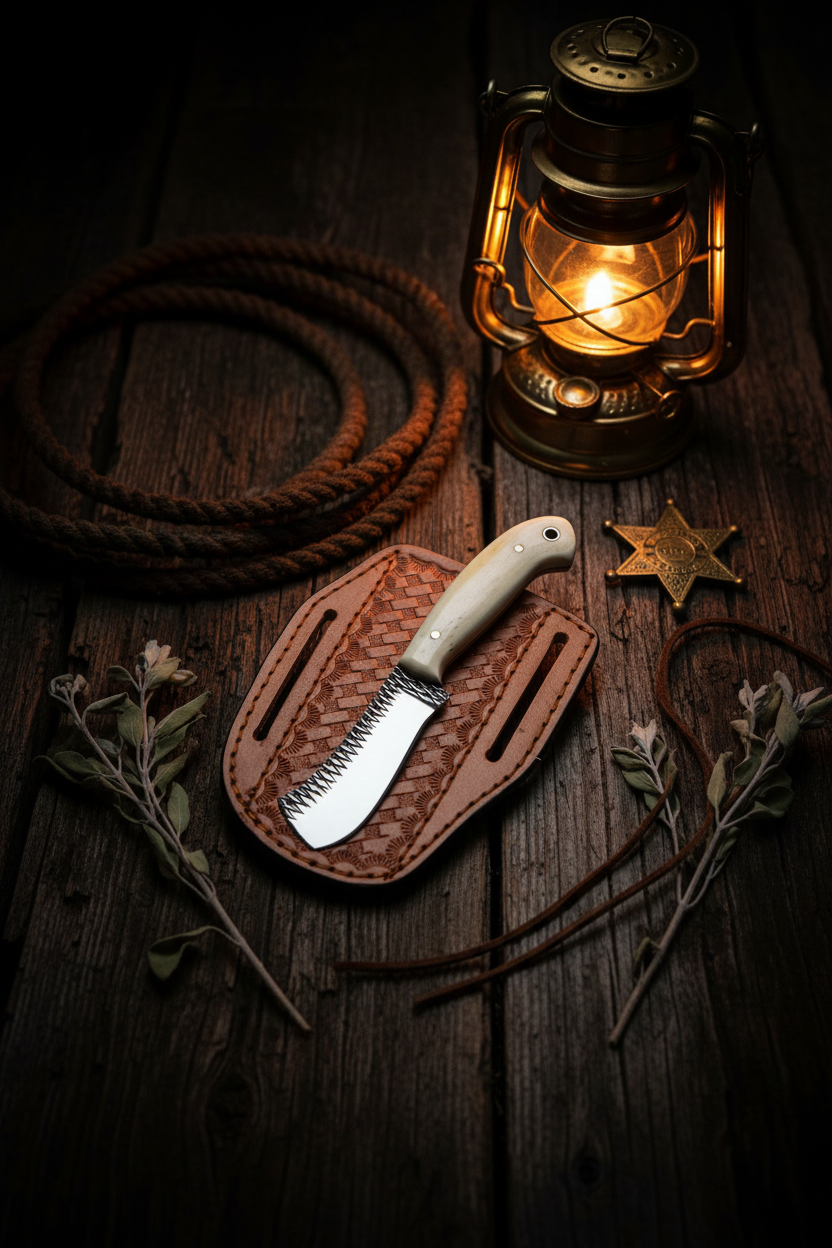 Ivory handle cleaver knife western cowboy vertical dark lantern